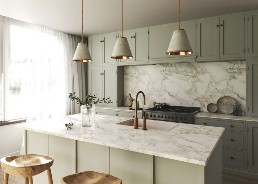 Kitchen Set dengan Countertop Motif Batu